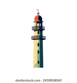 Vintage style lighthouse, watchtower clipart, isolated vector, flat illustration concept