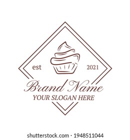 vintage style logo design with cupcake icon
