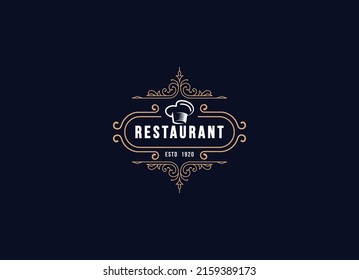 Vintage Style Logo Design Template. Restaurant logo	