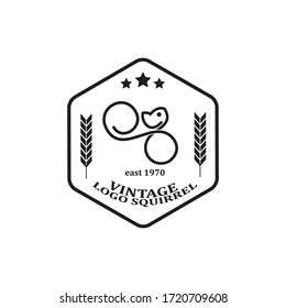 vintage style logo emblem with a squirrel element concept