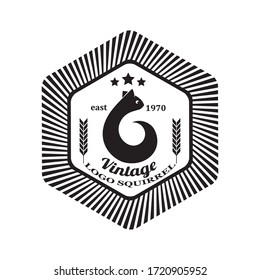 vintage style logo emblem with a squirrel element concept