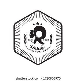 vintage style logo emblem with a squirrel element concept