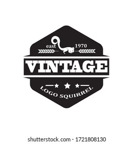 vintage style logo emblem with a squirrel element concept