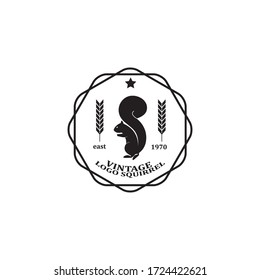 vintage style logo emblem with a squirrel element concept