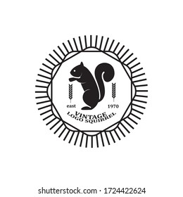 vintage style logo emblem with a squirrel element concept