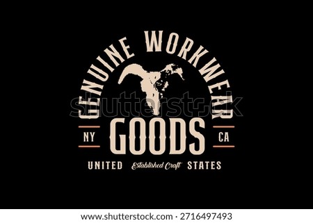 A vintage style logo featuring a skull and the words Genuine Workwear Goods