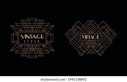 Vintage Style Logo Templates Set, Luxury Art Deco Design for Premium Brand Identity Vector Illustration