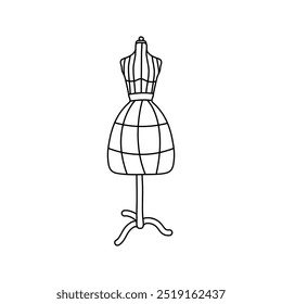 Vintage Stil Schaufensterpuppe Clip Art, Draht Französisch Kleid Form Symbol Umriss einzeln auf weißem Hintergrund