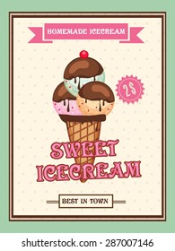 Vintage style menu card, poster, banner or templates design for Ice-creme shops.