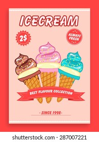 Vintage style menu card, poster, banner or templates design for Ice-creme shops.