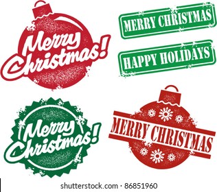 Vintage Style Merry Christmas Stamps