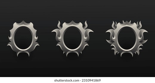 Vintage style metal game gui avatar banner border frames set
