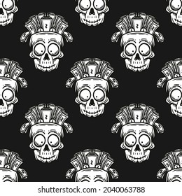 Vintage Style Money Brain Zombie Head Seamless Pattern 