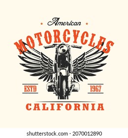 Vintage style motorcycle typography t-shirt design