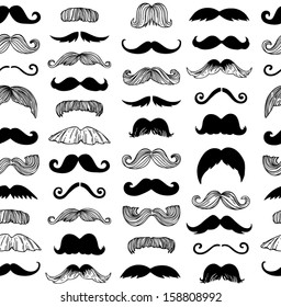 Vintage Style Moustaches Seamless Pattern