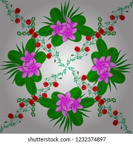 A vintage style multicolored vector seamless background pattern with hand drawn watercolor white, green and pink poppy flowers in bloom.