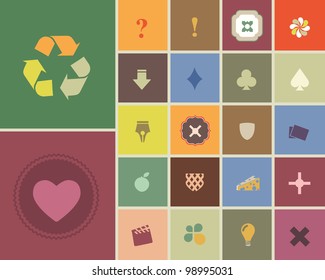 Vintage Style Multicolored Web Icon Set 04
