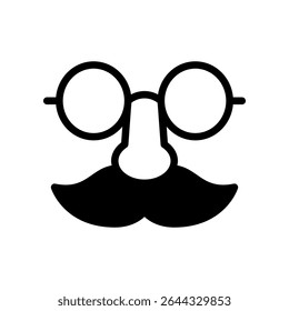 Vintage Style Mustache Icon with Circular Glasses and Defined Nose
