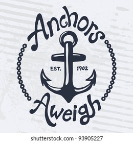 Vintage style nautical anchor and text design