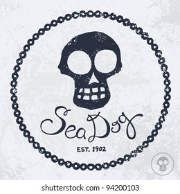 Vintage style nautical skull and text design