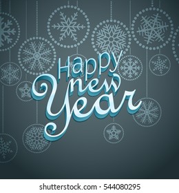 Vintage style new year greeting card. vector illustration