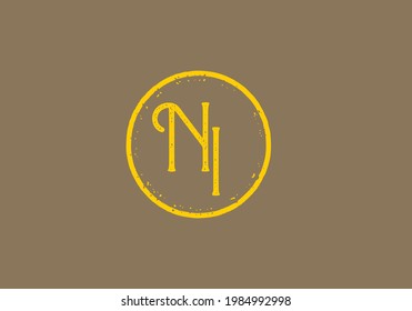 Vintage style of NI initial letter design