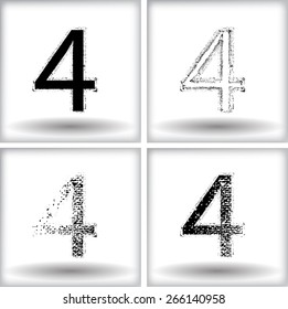 Vintage Style Numbers. Dirty and Grunge Numerals. Letters Vector Set. 