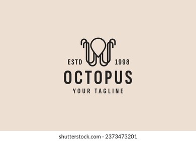 vintage style octopus logo vector icon illustration