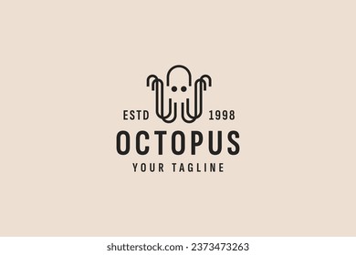 vintage style octopus logo vector icon illustration