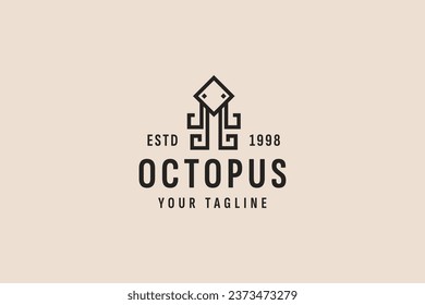 vintage style octopus logo vector icon illustration