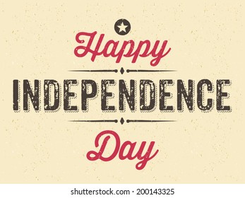 Vintage style old paper greeting card for the 4th of July. Happy Independence Day.