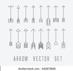 vintage style outlined arrow vector set 