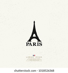 Vintage Style Paris Logo. Eiffel Tower sign. Ink stamp designs.