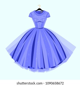 Vintage style party dress. Fashion illustration for  shop catalog.