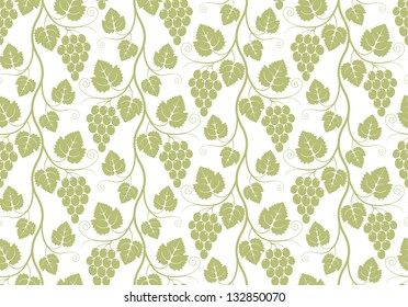 Vintage style pattern. Green grape. Vector illustration EPS