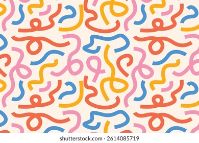 Vintage style pattern with winding, hand-drawn hose. Suitable for packaging, digital background