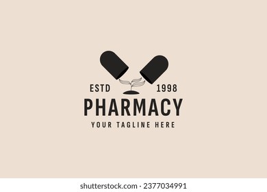 vintage style pharmacy logo vector icon illustration