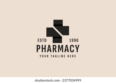 imagen vintage de logotipo de farmacia icono vectorial