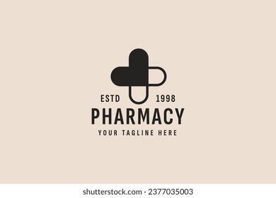 vintage style pharmacy logo vector icon illustration