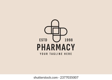 vintage style pharmacy logo vector icon illustration