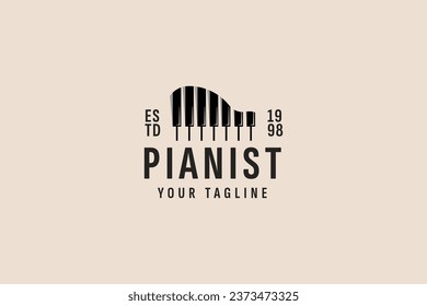 vintage style piano logo vector icon illustration