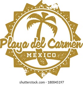 Vintage Style Playa del Carmen Mexico Vacation Stamp