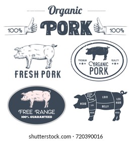 Vintage style, Pork Label, Vector Illustration