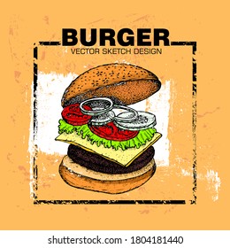 vintage style poster with a burger