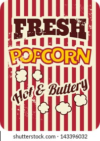 Vintage Style Poster With Popcorn.