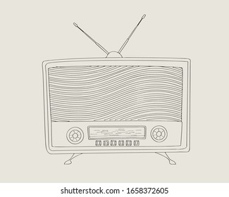 Vintage style radio vector sketch drawing