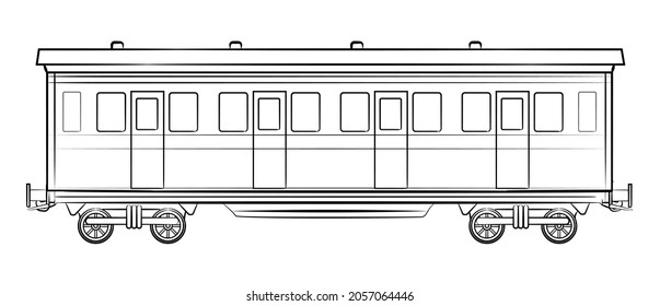 Vintage Style Railroad Car Illustration.