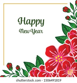 Vintage style red wreath frame for ornate of various card happy new year. Vector