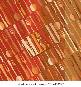Vintage style restaurant menu card design concept with cutlery silhouettes