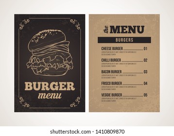 vintage style restaurant menu design. It's for burger and beverages menu. simple, vintage color and atractive resturant menu design. 